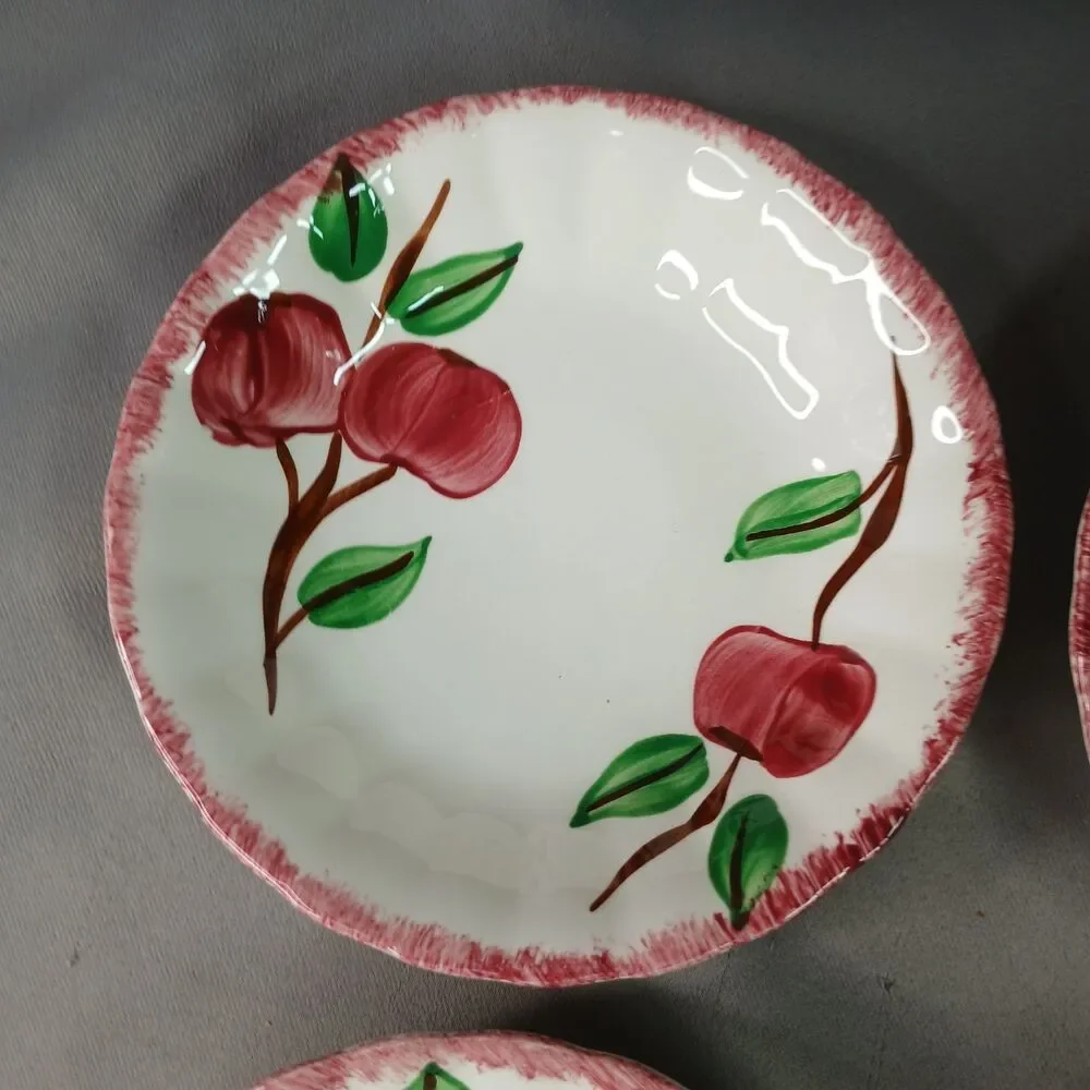 4 Blue Ridge Southern Pottery 4 Sauce Dessert Fruit Bowls Vintage Crab Apple